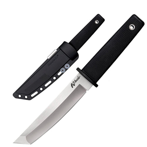 Cold Steel Kobun 5.5" Plain Edge Japanese AUS8A Stainless Steel Tactical Hunting Knife, Ergonomic Kray-Ex Handle, Secure-Ex Sheath - Blister Pack