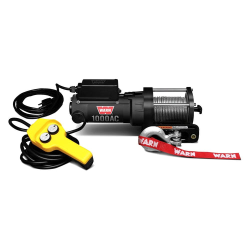 1000 WARN AC Electric Winch 1000 lb Pulling Capacity | Heavy-Duty 120V AC Motor with Durable Steel Cable, Remote Control & Automatic Brake | Powerful Utility Winch for Shops, Garages & Industrial Use
