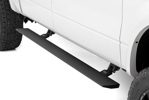 Power Running Boards Rough Country with LED Step Lights for Ford F150 / Raptor, Super Cab (2009-2014) - Dual Motor Electric Powerstep Board & Retractable Truck Steps