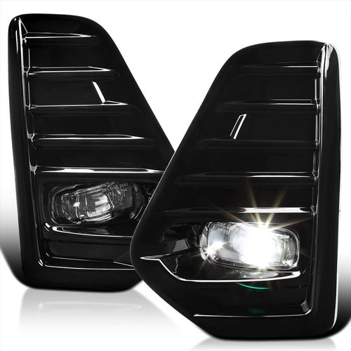 Spec-D Tuning Clear Lens Glossy Black Housing Projector LED Fog Lights+Bezel+Switch Compatible with 2021-2022 Nissan Kicks, Left + Right Pair Assembly