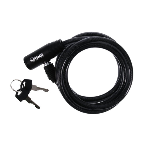 HME 6-Foot Self-Coiling Easy-To-Use Protective Durable Reliable Versatile Hunting Tree Stand Cable Lock - 2 Keys Included