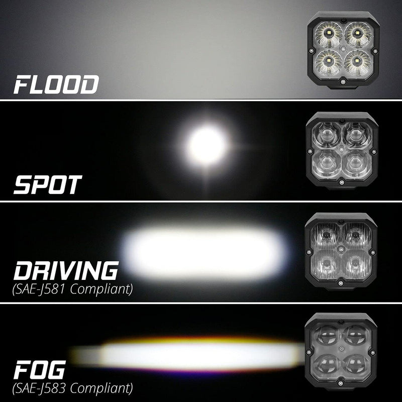 XKGLOW 2PC Cube Light Flood Beam SAE Bluetooth App Control