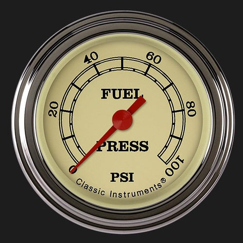 Vintage Classic Instruments VT146SLF 2-1/8" Fuel Pressure Gauge 100 PSI Electric