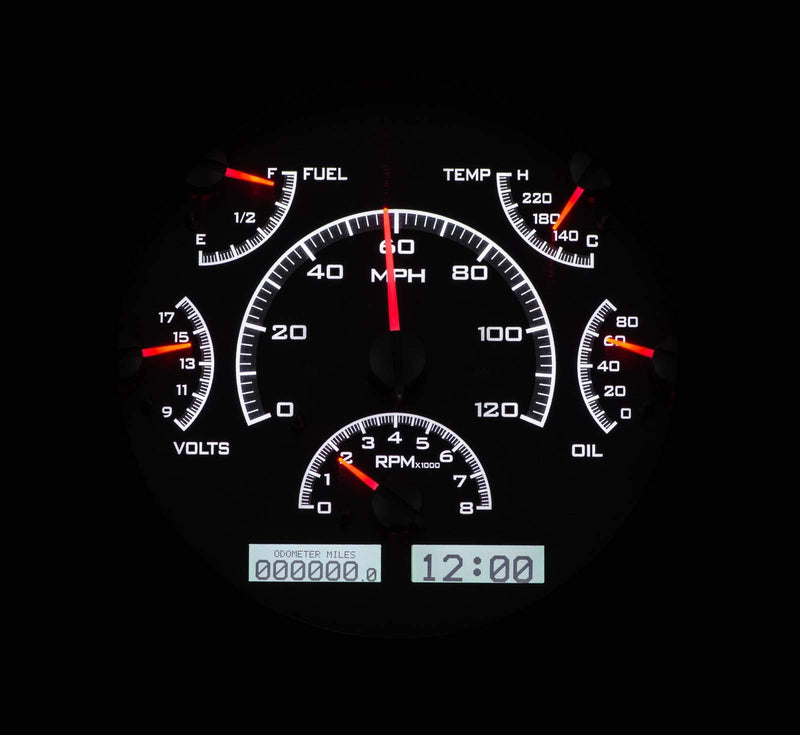 VHX-66F-BRO-K-W Dakota Digital Compatible with 1966-77 Ford Bronco VHX System Analog Dash Gauge System Black Alloy White Backlighting