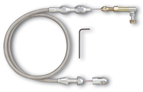 Throttle Cable Kit Lokar TCP-1000MOD with Braided Stainless Steel Housing Polished Fittings for Ford Modular 4.6L 5.4L V8
