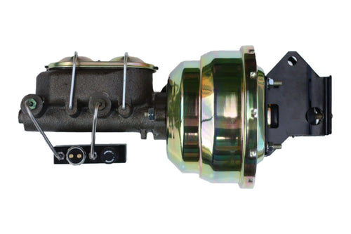 8 Inch LEED BRAKES Dual Power Booster, 1-1/8 Inch Bore Master With Adjustable Combo Valve (Zinc)