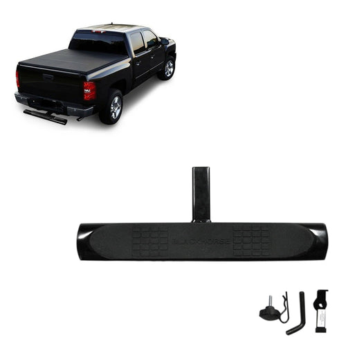 4.5" Black Oval Hitch Step Black Horse Rear Bumper Guard Compatible with Trucks and SUVs Equipped with 2" Receivers-HS28OVA