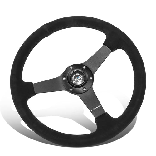 3-Spoke NRG Innovations Suede Wrapped 350mm Steering Wheel,6X70mm Bolt Pattern,Matte Black RST-037MB-S