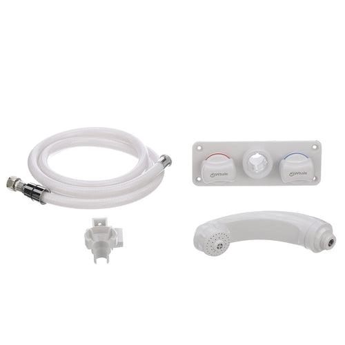 RT2498 Whale Elegance Combination Faucet/Shower, Pull-Out Handheld Mixer Unit, Hot and Cold Water, 5.5-Foot Hose, White ABS