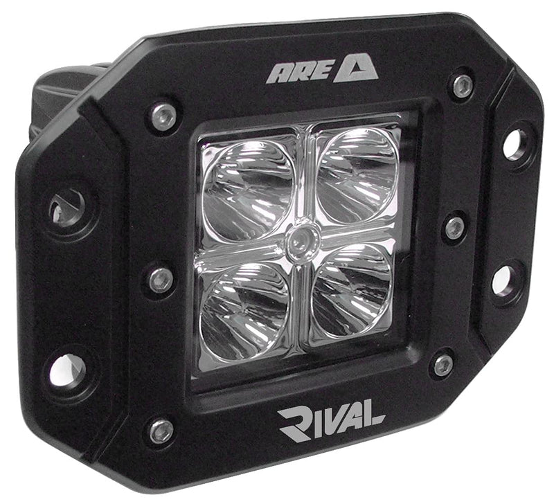 A.R.E. Lighting System Rival | 23705-81725 | 4.8" LED Surface Mount Spot Light, Pair (comes with wiring harness/switches),Black Housing/White Light
