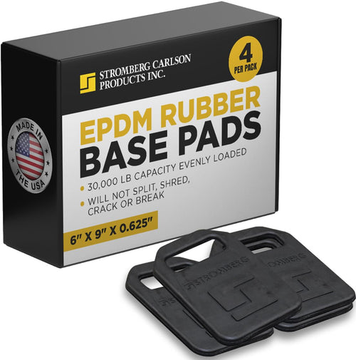Stromberg Carlson RV Base Pads – Heavy Duty JBP-69.625 Trailer Jack Base, Leveling Stabilizer Pad, Landing Gear Support, EPDM Pads for Motorhomes – 6" x 9" x 0.625", Pack of 4, Black