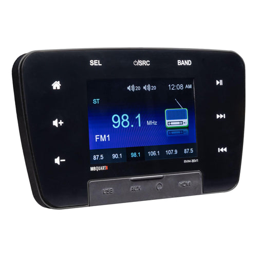 RVM-35V1 MB Quart 160W 3.5" Touchscreen Mechless Multimedia Bluetooth Source Unit w/Multi-Zone Audio, USB, AM/FM Radio & Camera Input for RVs & Cars