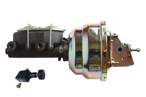 8 Inch LEED BRAKES Dual Power Booster, 1-1/8 Inch Bore Master With Adjustable Proportioning Valve (Zinc)