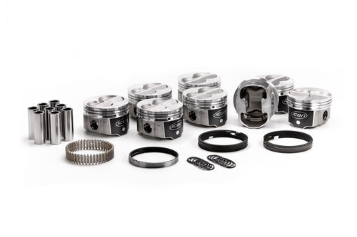 ICON IC9925KTM.030 Piston Set w/Rings FHR - Works with Ford 351W, Rod 5.956", Flat Top 4V
