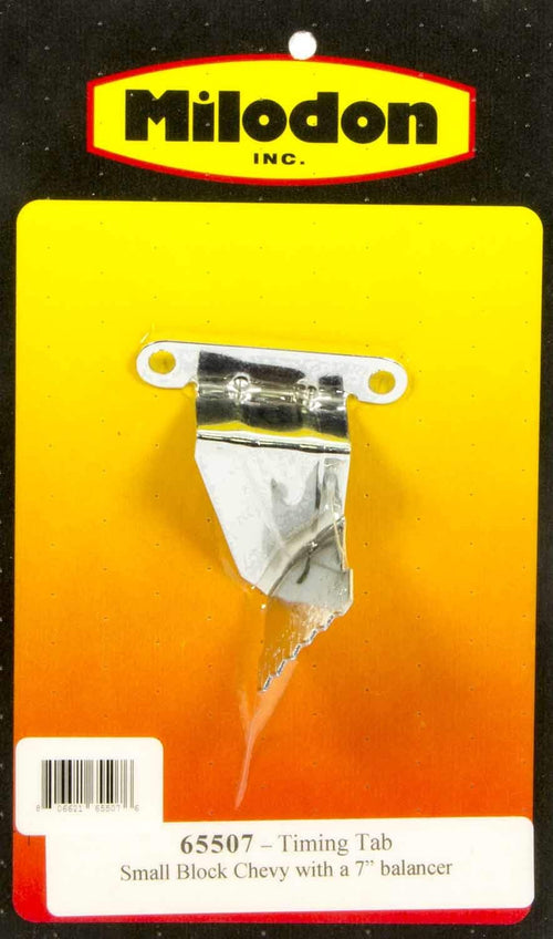 Milodon Degreed Timing Tab, Steel, Chrome, 7 in OD Balancer, Small Block Chevy, Each