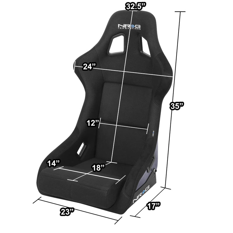 NRG Innovations Fixed Back NRG-RSC-302CF-BL Bucket Racing Seat with Universal Side Mount Bracket, Blue Carbon Fiber Back
