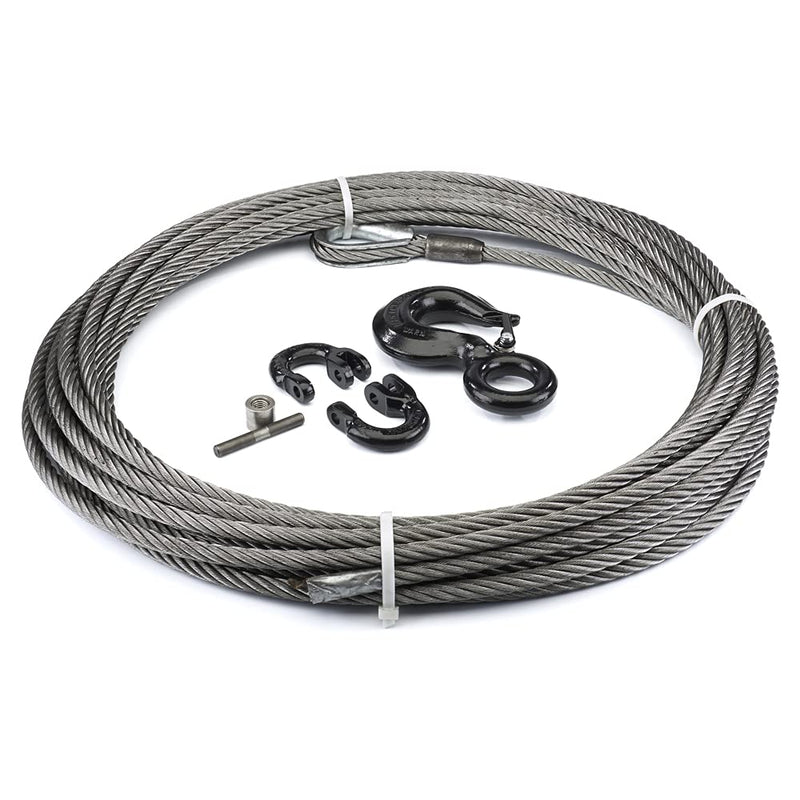 Galvanized Steel Cable Wire Rope with Hook, WARN 77594 Winch Accessory, 1/2" Diameter x 75' Length