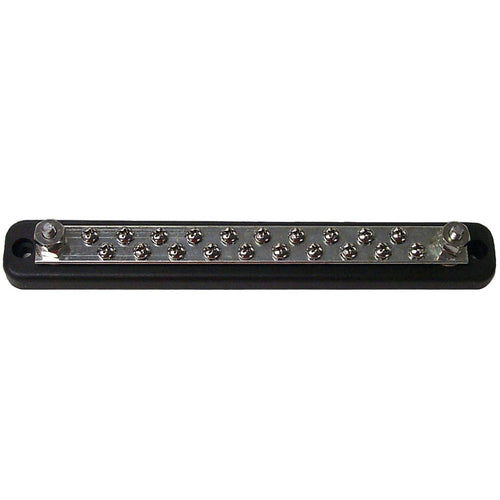 Sierra International FS46400 Common Bus Bar 150A with Twenty 8-32 Screw and (2) 1/4"-20 Stud Terminals, Size 9.25"L x 1.25"W x 1.44"H
