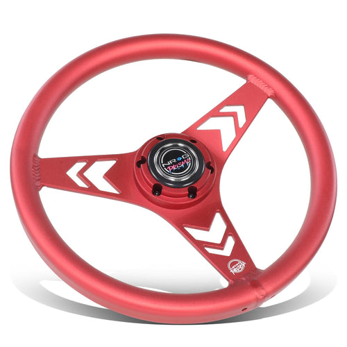 NRG Innovations All Aluminum Steering Wheel 330mm - Arow Cutout- Ergonomic Grip- Anadized Red NRG-RST-070-RD