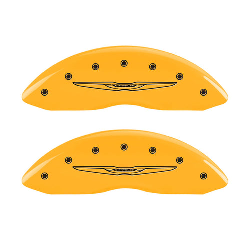 Caliper Covers MGP 32020SCW2YL Yellow (Set of 4, Engraved Front and Rear: Style 2/Chrysler Wing, Yellow powder coat finish, black characters)