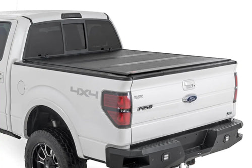 Hard Tri-Fold Tonneau Cover Rough Country for Ford F-150 (2004-2014) - Low-Profile Aluminum Truck Bed Cover, Fits 5'7 Bed (66.7")