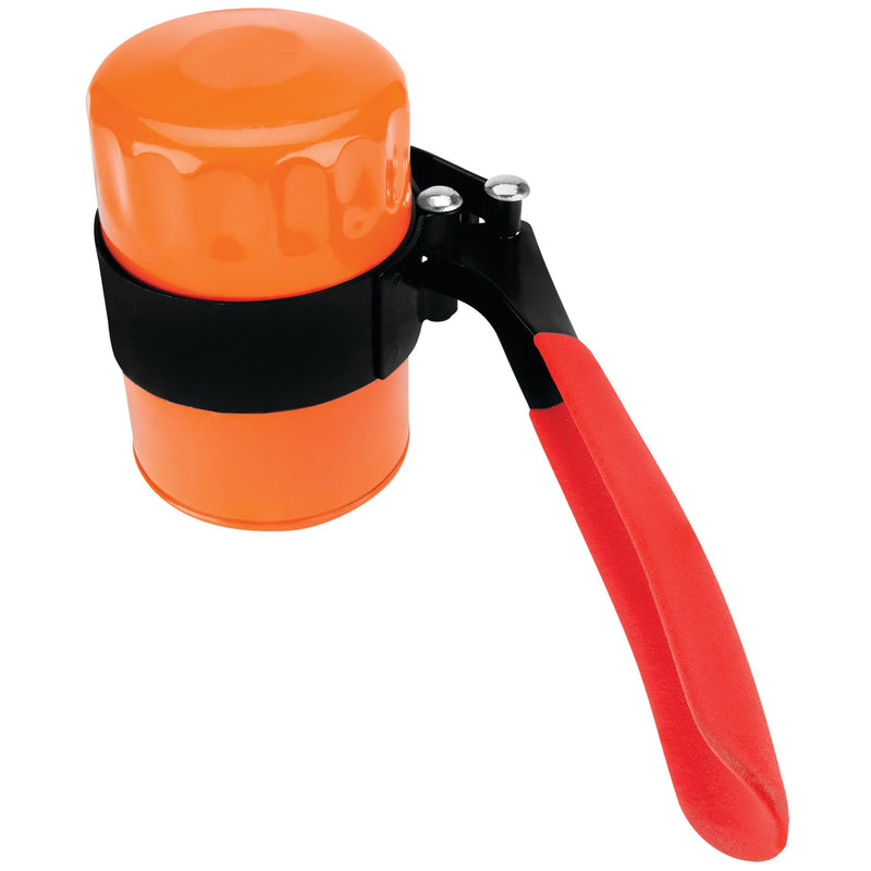 W54123 Performance Tool Oil Filter Wrench, Swivel Handle, Studded Steel Band, 2 1/4 in. to 2 3/4 in. (57mm to 69mm) Diameter, Black/Red