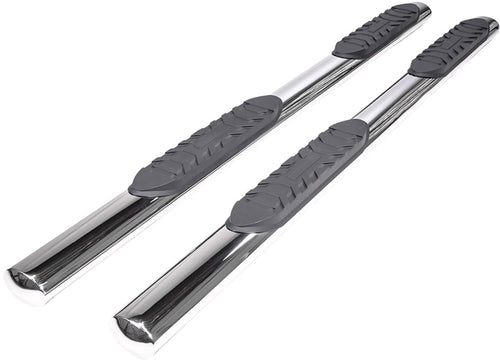 TrailFX A1561S Nerf Bar, 4 Inch Oval Straight, with Step Pads, Rocker Panel Mount, Polished, Stainless Steel, with Welded End Caps, Fits 2024-2025 Toyota Land Cruiser