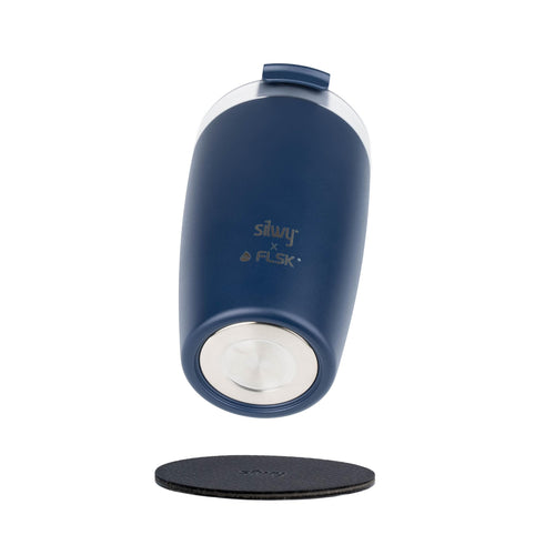 Midnight Silwy Magnetic Thermal Mug To Go - 350ml Stainless Steel, Double Wall, Leakproof, Magnetic Base - For Travel, Leisure Activities