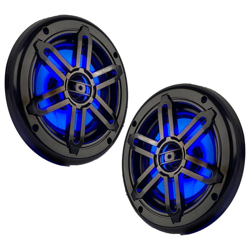 Marine Power Acoustik 6.5" 2-Way Speakers with Blue LED White & Black Grills