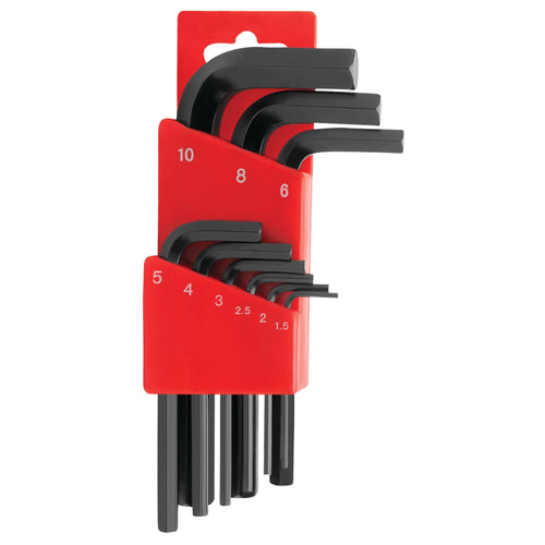 9-Piece Metric Hex Key Set Performance Tool 1401 with Plastic Holder, Sizes: 1.5-10mm