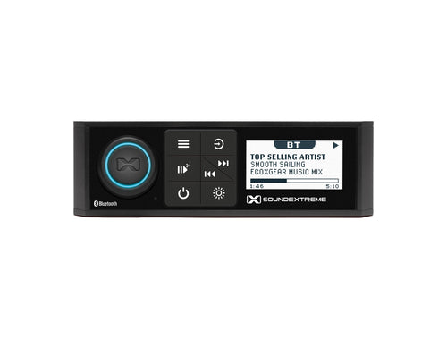 Marine AM/FM Stereo Receiver by ECOXGEAR SoundExtreme 200-Watt Waterproof Bluetooth Powersports with Built-in 4 Zone LED Controller (Single DIN Style)
