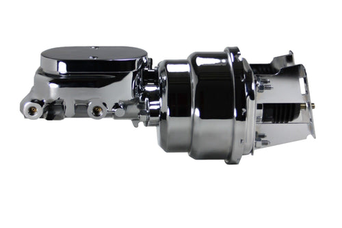7 Inch LEED BRAKES Dual Power Booster, 1-1/8 Inch Bore Flat Top Master (Chrome)