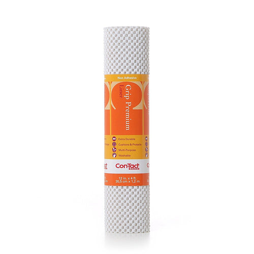 Grip Con-Tact Brand Premium Shelf Liner, Thick and Non-Adhesive Drawer Liner, Multi-Purpose and Easy to Use, 12" x 4', White, Pack of 1