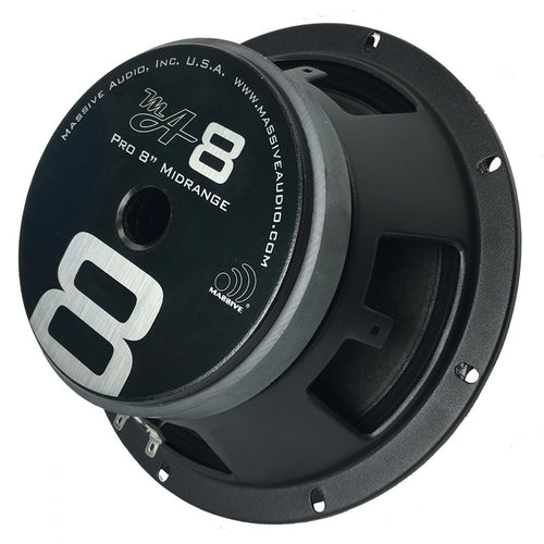 8” Mid-Range Speaker Massive Audio MA8 | 140 Watts RMS, 8 Ohm, High Power Pro Audio Loudspeaker for Car, Motorcycle & PA Systems – High Sensitivity, Clear Vocals & Punchy Midbass