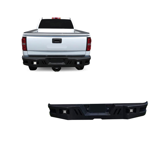 Black Horse Armour Rear Super Heavy Duty Bumper Matte Black Includes 1 Set of 4in Cube Lights Compatible with 2011-2019 GMC Sierra 2500 HD/ 3500 HD|2011-2019 Chevrolet Silverado 2500 HD/3500 HD