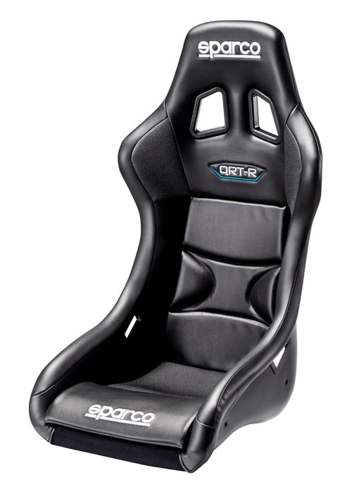 QRT-R Sparco Seat, Non-Reclining, FIA Approved, Side Bolsters, Harness Openings, Fiberglass Composite, Fire-Retardant Non-Slip Fabric, Vinyl, Black, Each