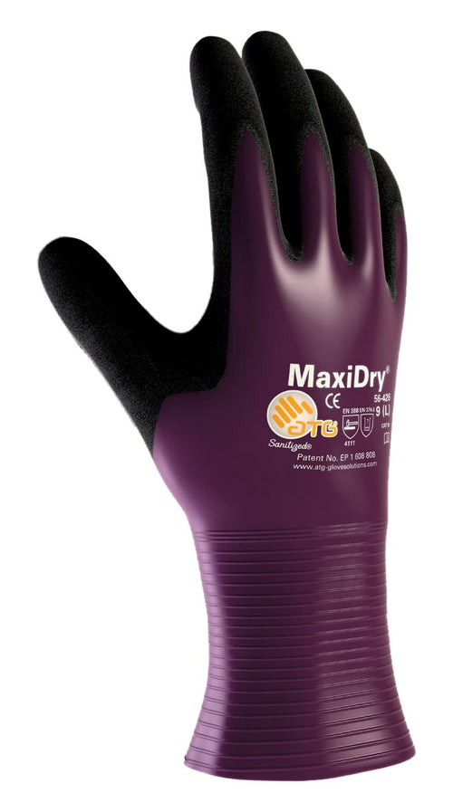 Maxidry By Atg ATG 56-426/XL, Drivers Style, Prpl./Blk. Nitrile Non-Slip Purple
