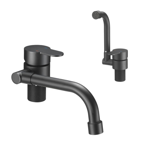Folding RV Kitchen Faucet Dura Faucet (DF-MK510H-MB) – Matte Black, 360° Rotating & Vertical Folding Spout, Single Lever Handle, Lead-Free, Easy Install Compact Sink Faucet