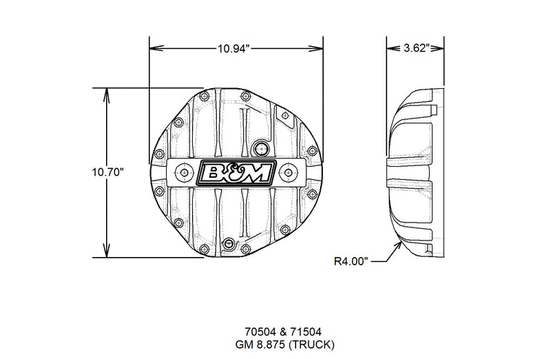 Hi-Tek B&M 71504 Aluminum Differential Cover - Black