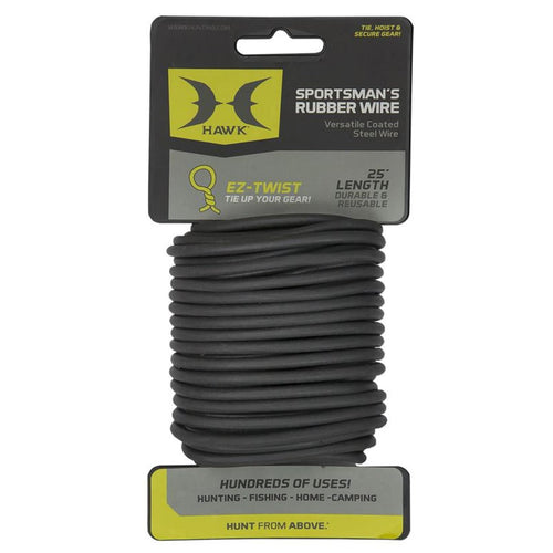 Sportman's HAWK Rubber Wire Durable Easy to Use Reusable 25' Long Rust-Free Coated Wire for Hunting, Fishing, Camping 40 LBS Weight Capacity