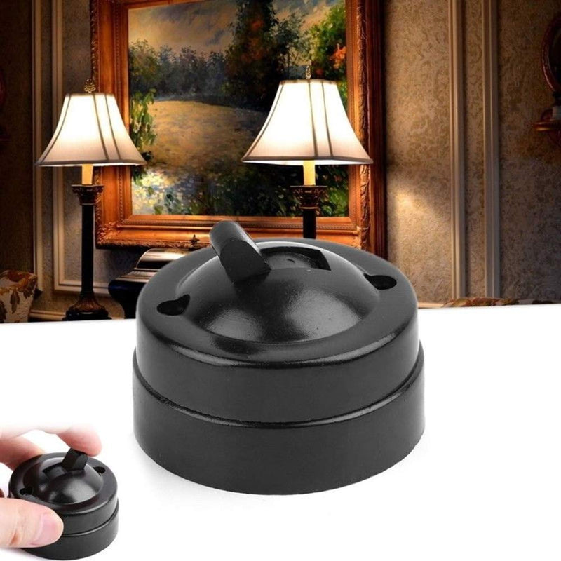 Mworld2 Wall-Mounted Retro Toggle Switch, Single Control Light Switch, Flat Circular Light Switch, 250V 6A Electrical Switch for Household Home Decor