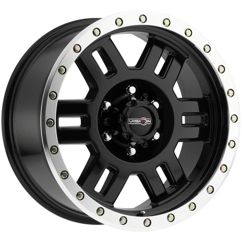 Black VISION OFF-ROAD MANX Wheel with Gloss MACHINED FACE (0 x 9. inches /8 x 180 mm, 12 mm Offset)