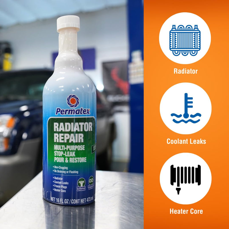 Radiator Repair Permatex 30301 - Stop Leak, 16 fl oz, Protecting Against Coolant Loss, Stopping Leaks and Seepage from Head Gaskets