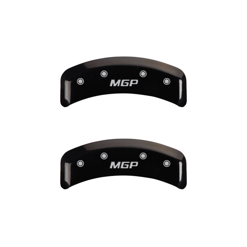 MGP 'MGP' Engraved Caliper Covers 38011SMGPBK with Black Powder Coat Finish and Silver Characters, (Set of 4)