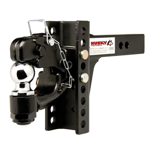 Pintle Hook Husky Towing 33110 with 2-5/16 Inch Ball 2 Inch Receiver Mount 13,000 lbs Hook Capacity Black Powder Coated Steel Solid Shank