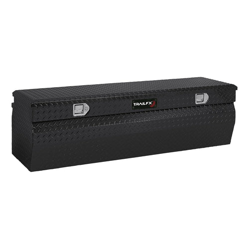 TrailFX Single Lid Tool Box Chest with Struts Black Gloss Powder Coated 16-Gauge Diamond Tread Aluminum 12 Cubic Foot 60 Inch Length x 19-7/8 Inch Width x 17-1/8 Inch Height TrailFX 150602