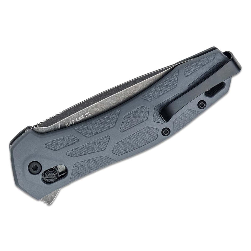 Kershaw Pocket Knife Covalent, DuraLock Lock, KVT Opening Mechanism with Drop Point Blade, Mid Size Everyday Carry with D2 Steel, Pocketclip, Gray