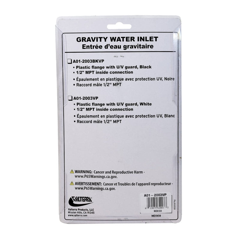 Gravity Water Inlet Valterra A01-2003VP - White (Carded)