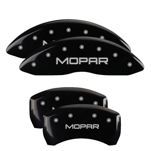 Caliper Covers MGP Compatible with 2011-2023 Dodge Charger and Challenger (Requires 18"+ Wheels & Single Piston Front Caliper) 4 PCS Front and Rear (Black - Mopar Engraving)