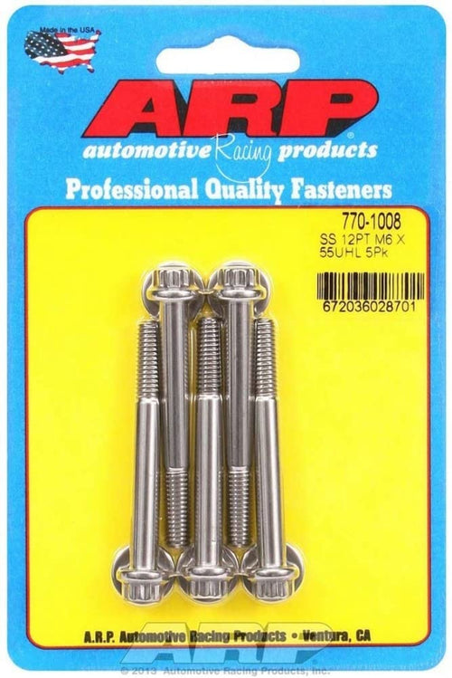 770-1008 Autoracing Products S/S Bolt Kit - 12pt. (5) 6mm x 1.00 x 55mm